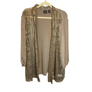 Chico's Cardigan Women's 2X Travelers Boho Chic Lace Resort Wear Tan Chicos 4